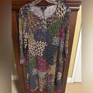 MSK Multicolor Patterned Peacock Dress